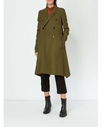 Женское оливковое пальто от Rick Owens