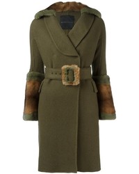 Женское оливковое пальто от Ermanno Scervino
