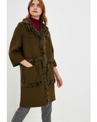 Женское оливковое пальто от Grand Style