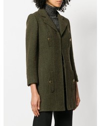 Женское оливковое пальто от Chanel Vintage