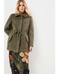 Женское оливковое пальто от Twinset Milano