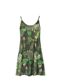 Оливковое платье-майка с принтом