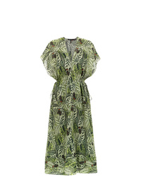 Оливковое платье-миди с принтом от Andrea Marques