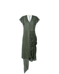 Оливковое платье-миди от Marni
