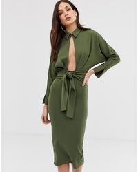 Оливковое платье-рубашка от ASOS DESIGN