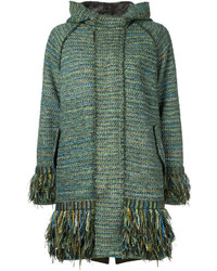 Женское оливковое твидовое пальто от Coohem