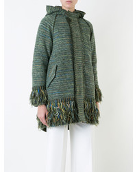 Женское оливковое твидовое пальто от Coohem