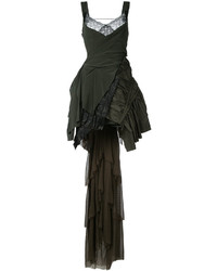 Оливковое шелковое платье от A.F.Vandevorst