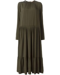 Оливковое шелковое платье от No.21