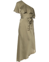 Оливковое шелковое платье от Zimmermann