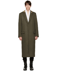 Мужское оливковое шерстяное пальто от Haider Ackermann