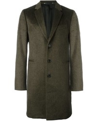 Мужское оливковое шерстяное пальто от Paul Smith