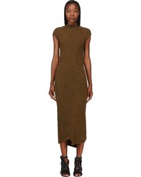 Оливковое шерстяное платье-миди от Etoile Isabel Marant