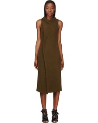 Оливковое шерстяное платье-миди от Isabel Marant