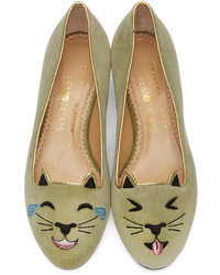 Оливковые балетки от Charlotte Olympia