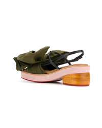 Оливковые босоножки на каблуке от Marni