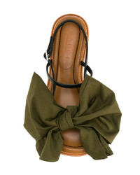 Оливковые босоножки на каблуке от Marni