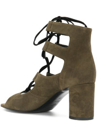 Женские оливковые босоножки от Saint Laurent