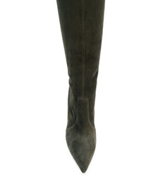 Оливковые ботфорты от Casadei