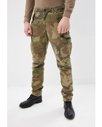 Оливковые брюки карго с камуфляжным принтом от Aeronautica Militare