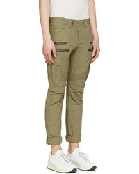 Оливковые брюки карго от Balmain