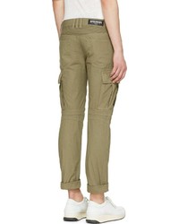 Оливковые брюки карго от Balmain
