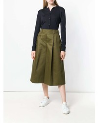 Оливковые брюки-кюлоты от Jil Sander Navy