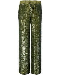 Женские оливковые брюки с пайетками от P.A.R.O.S.H.