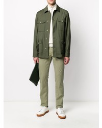 Оливковые брюки чинос от Canali