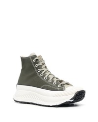 Мужские оливковые высокие кеды из плотной ткани от Converse