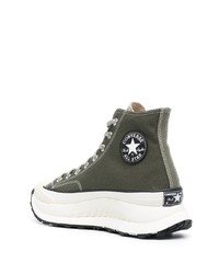 Мужские оливковые высокие кеды из плотной ткани от Converse