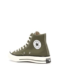 Мужские оливковые высокие кеды из плотной ткани от Converse