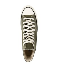 Мужские оливковые высокие кеды из плотной ткани от Converse