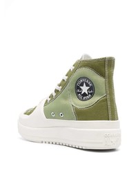 Мужские оливковые высокие кеды из плотной ткани от Converse