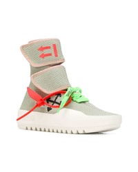 Женские оливковые высокие кеды из плотной ткани от Off-White