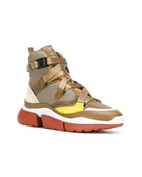 Женские оливковые высокие кеды из плотной ткани от Chloé