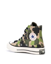 Мужские оливковые высокие кеды с камуфляжным принтом от Converse