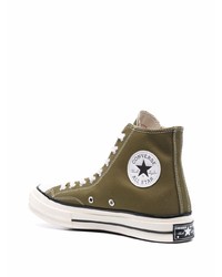 Мужские оливковые высокие кеды от Converse