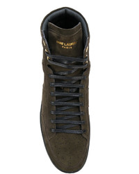 Мужские оливковые высокие кеды от Saint Laurent