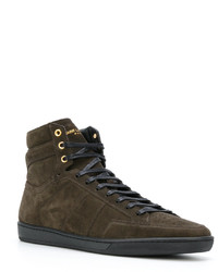 Мужские оливковые высокие кеды от Saint Laurent