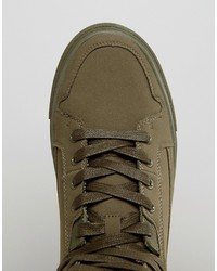 Мужские оливковые высокие кеды от Asos