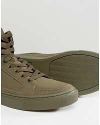 Мужские оливковые высокие кеды от Asos