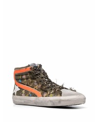 Мужские оливковые высокие кеды от Golden Goose