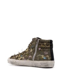 Мужские оливковые высокие кеды от Golden Goose