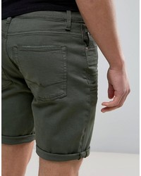 Мужские оливковые джинсовые шорты от Asos