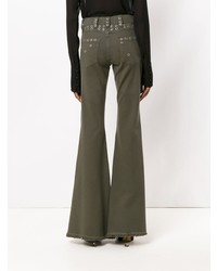 Оливковые джинсы-клеш от Andrea Bogosian
