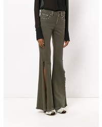 Оливковые джинсы-клеш от Andrea Bogosian