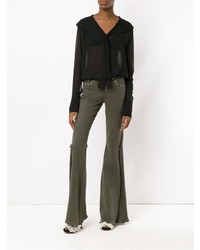 Оливковые джинсы-клеш от Andrea Bogosian