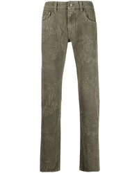 Мужские оливковые джинсы с принтом от Etro