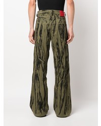 Мужские оливковые джинсы с принтом от Kusikohc